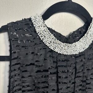 ETCETERA Velvet Burnout Black Beaded Camisole Top Sz 10 Romantic